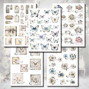 Impresiones digitales vintage, antiguas, de estilo shabby chic, con cortes quisquillosos para lienzos, tarjetas, diarios y muchos otros proyectos hechos a mano.
