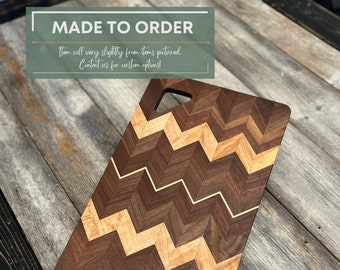 Hardwood Chevron Pattern Charcuterie Board