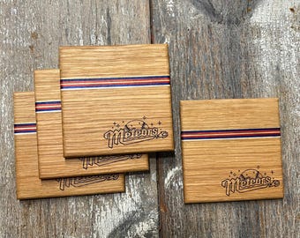 Hardwood Coasters – Metropolis Meteor Inspired | Laser Engraved | Set of 4