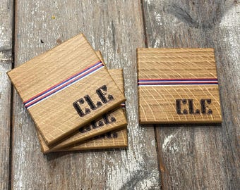 Hardwood Coasters – “CLE” | Cleveland Inspired | Laser Engraved | Set of 4 