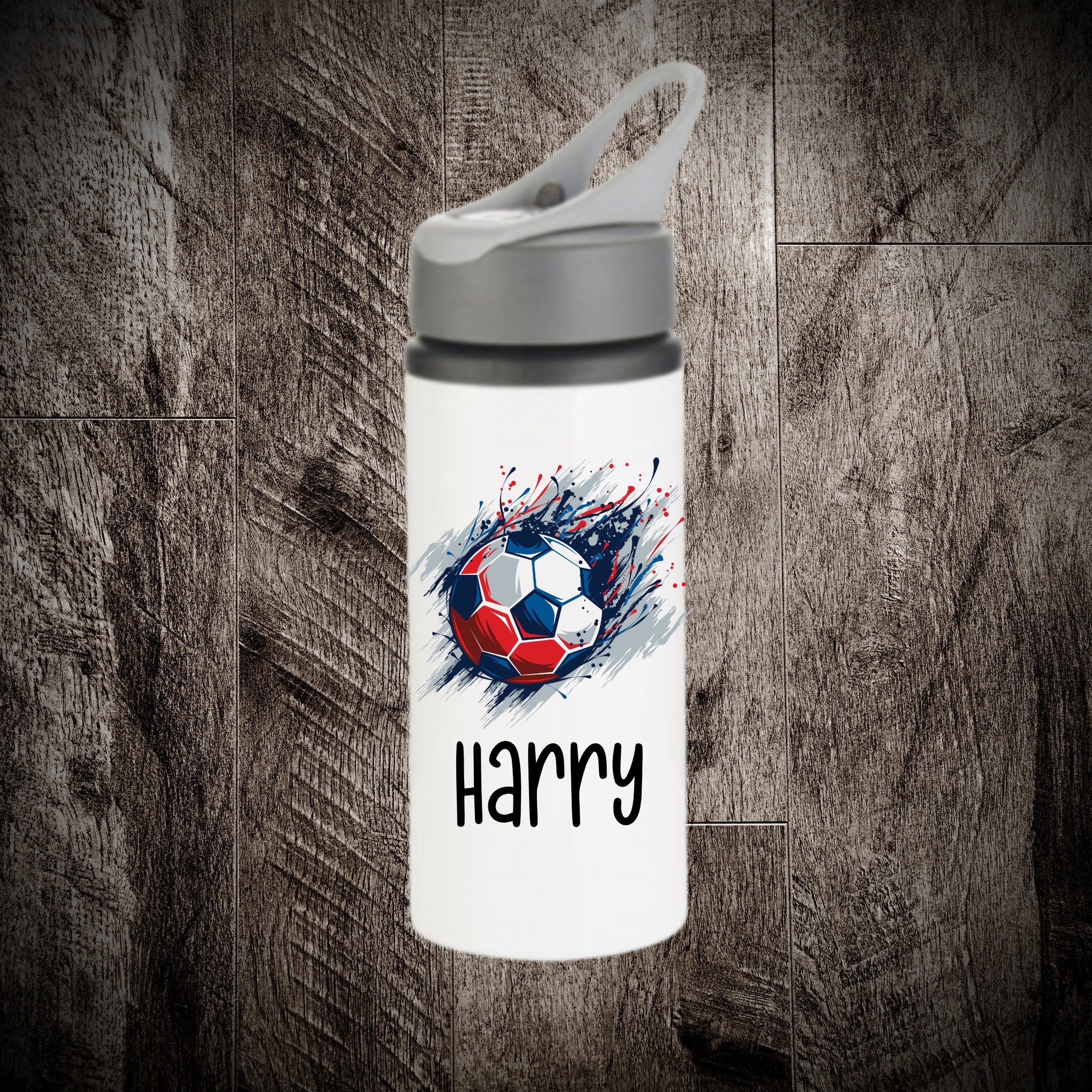 Personalised football reusable white water bottle for cold | Etsy