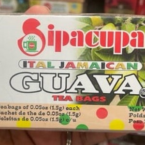 Jamaican All Natural Guava Tea bags produced in Jamaica.