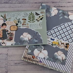 Correo feliz mensual / flipbook lleno de artículos de papel / pegatinas / muestras de cinta washi