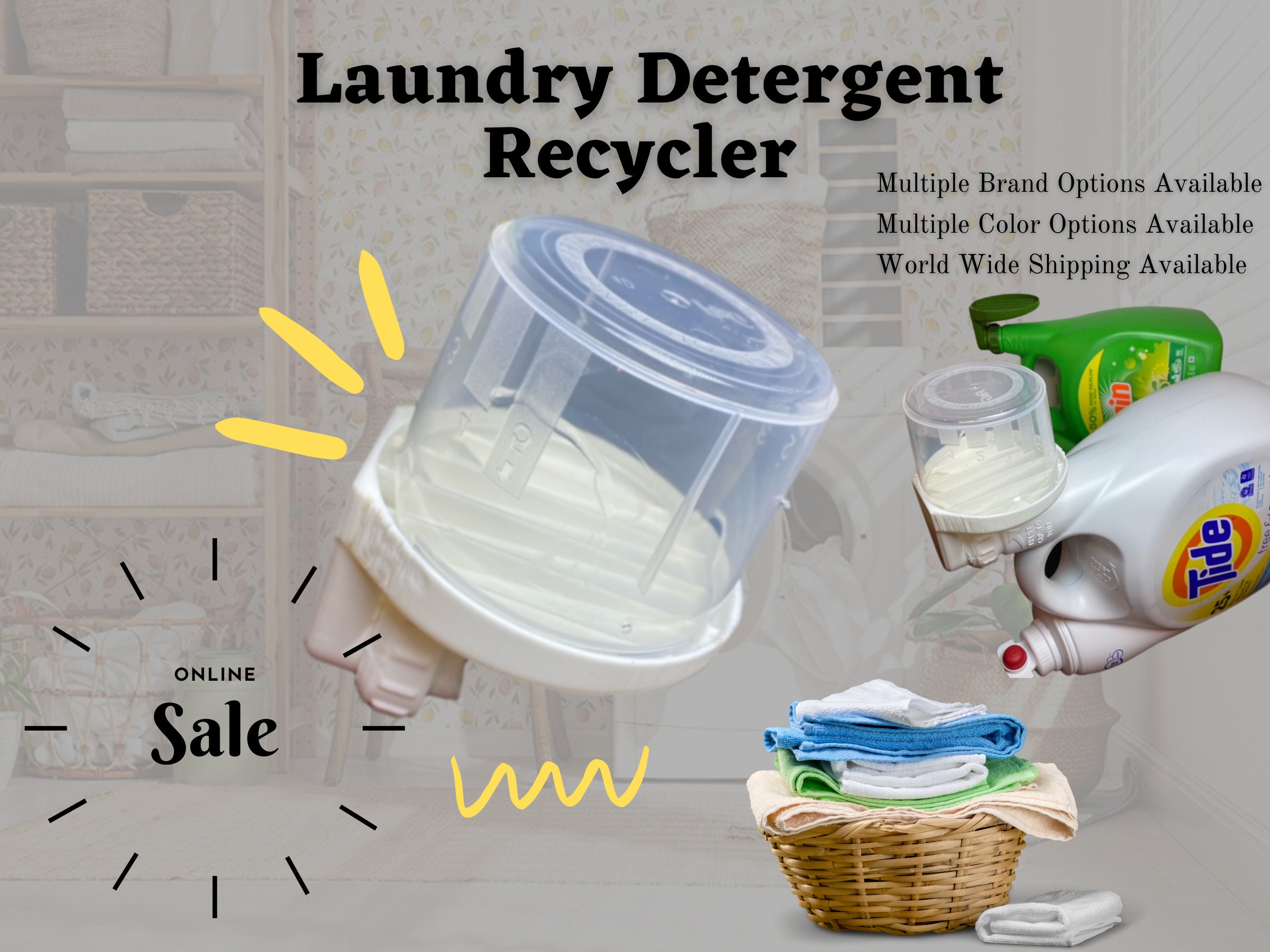Laundry Detergent Cup Drain-laundry Room Storage and Organization Providing  Less Waste-baby Shower Gift-multiple Brands and Colors Available 