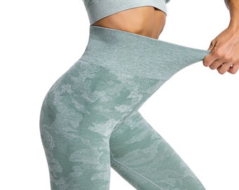 SUM PALM Women Seamless Camo Animal Print Leggings Gym Yoga Sports Athletic Pants Compression Tights
