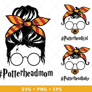 Potterhead mom kid baby PNG SVG hair life Family Mother Daughter Fan Harry Number vector file lover sublimation