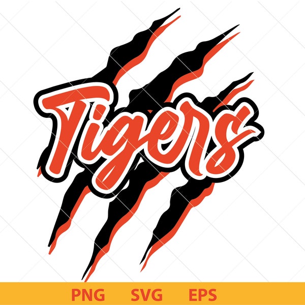 Go Tigers SVG PNG EPS slash mark scratch paw sports team mascot cricut sublimation vector design file layered by color clip art