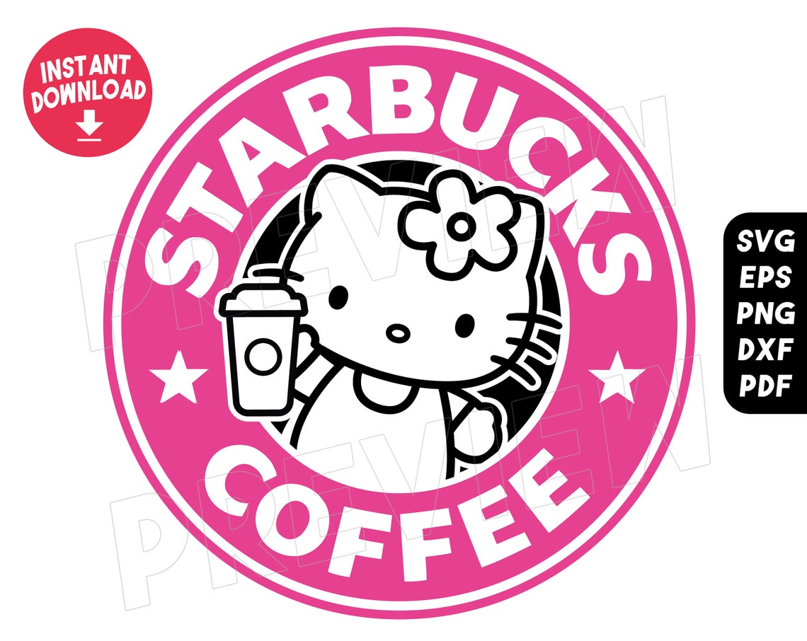 Hello Kitty Hello Kitty Svg Clipart Hello Svg Starbucks | Etsy