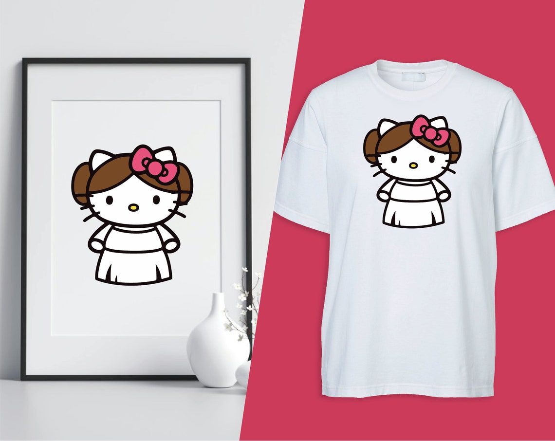 Leia Hello Kitty SVG Star Wars princess cut file dxf eps | Etsy