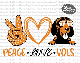Peace Love Vols Vrijwilligers PNG Sublimatie Bestand, Football Vols Pride Hond Mascotte PNG