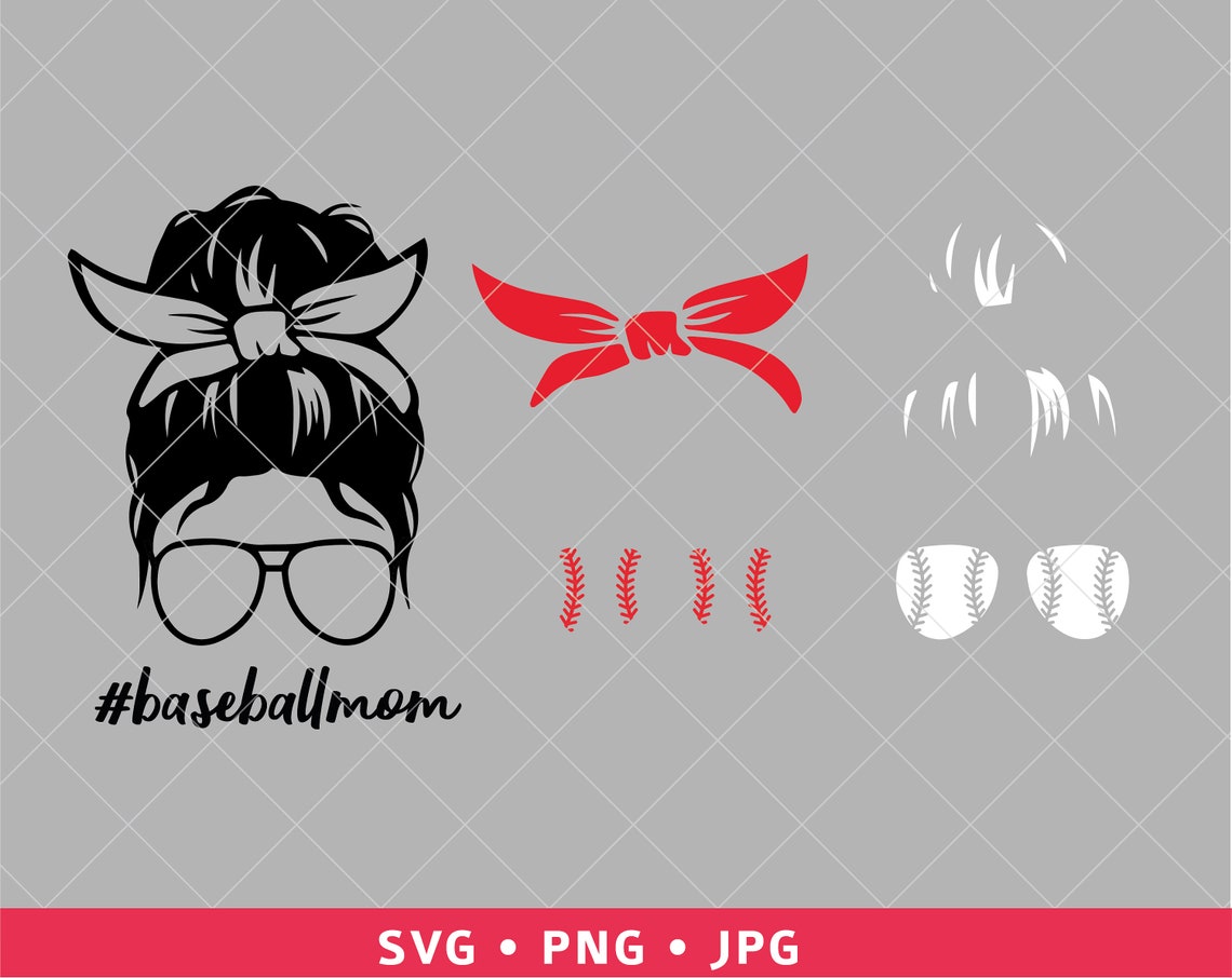 Baseball Mom svg MomLife svg Messy Bun Baseball png Mom | Etsy