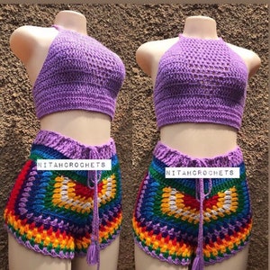 granny stripe crochet booty shorts pdf pattern. all sizes included zdjęcie 5