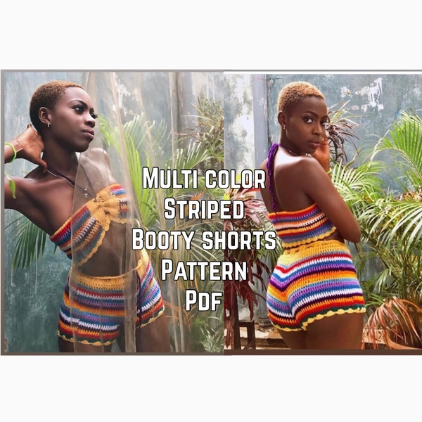 Multi color striped booty shorts pdf pattern