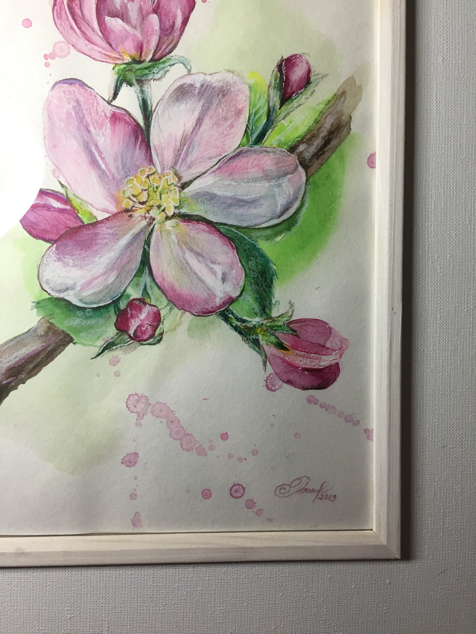 Watercolor Painting Apple Blossom Art Flower Decor Flower | Etsy