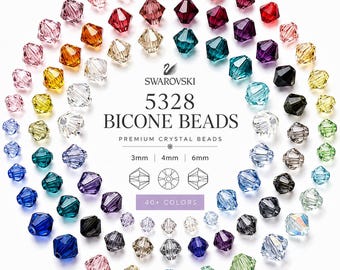 Genuine Swarovski Crystal Bicone Beads (5328) | 3mm 4mm 6mm Jewelry Making Supplies