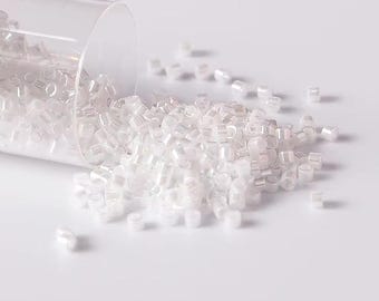 Miyuki Delica 11/0 White Pearl Ceylon DB201 | Japanese Cylinder Seed Beads for Peyote Jewelry