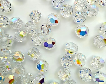 Swarovski Crystal Round Beads | 5000 | 6mm Clear AB | Faceted Jewelry Making Loose Crystals