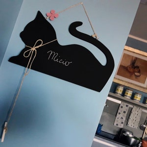 Tableau noir avec craie en forme de chat. Tableau pour enfants. Idée cadeau. Mémo de notes de cuisine. Décoration de chambre