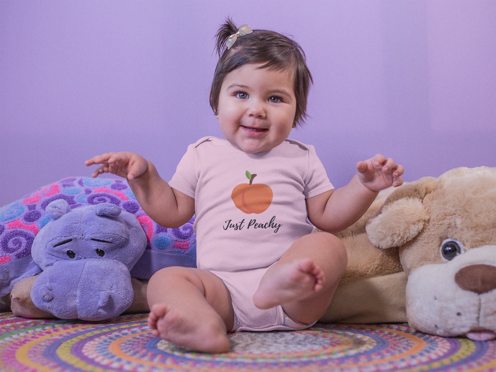 Peach Baby Bodysuit Cute Just Peachy Infant Clothing Design Etsy