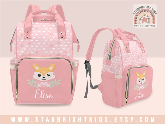 Coral Pink Fox Baby Girl Monogram 