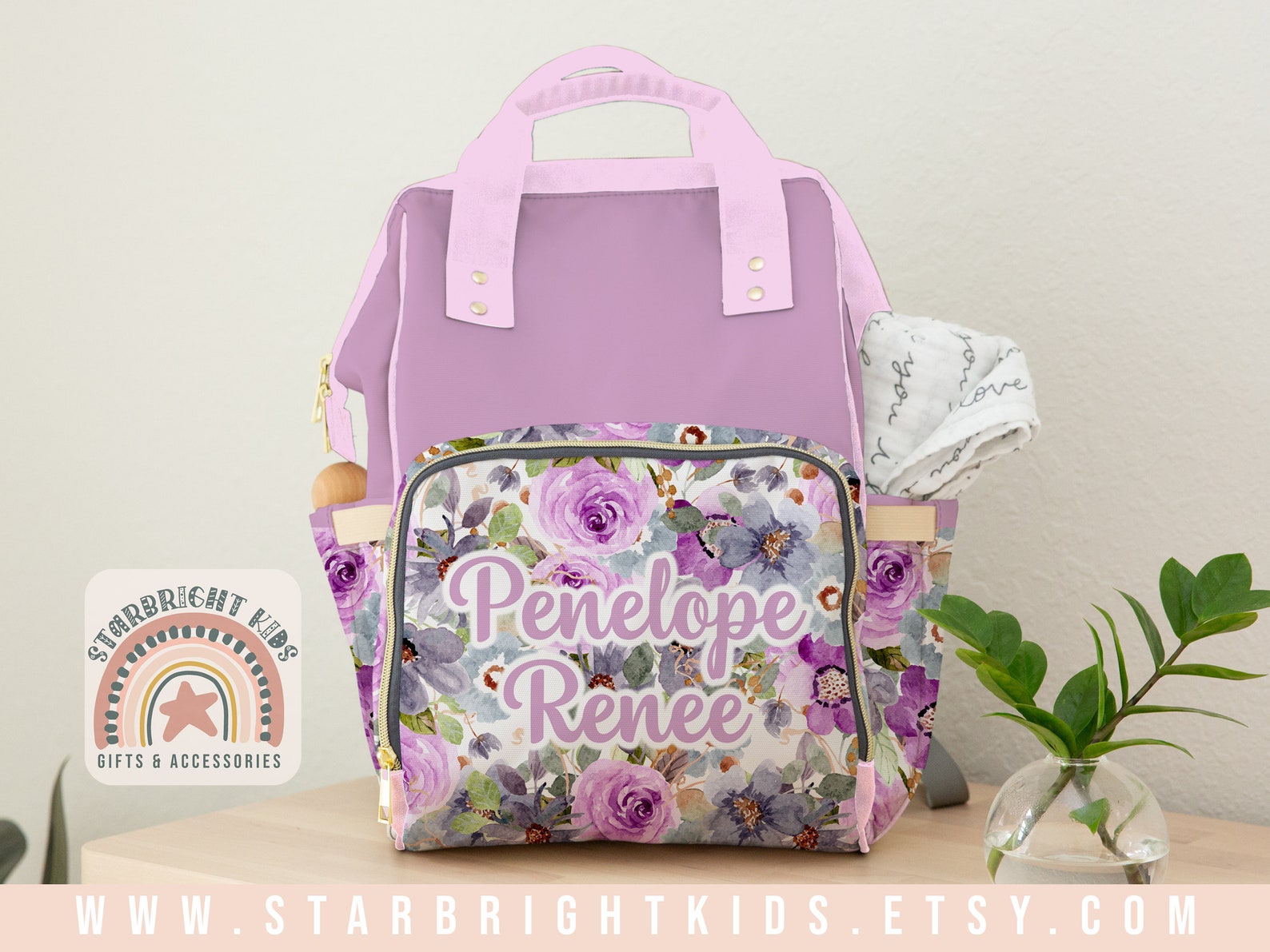 Floral Bounty Purple Diaper Bag
