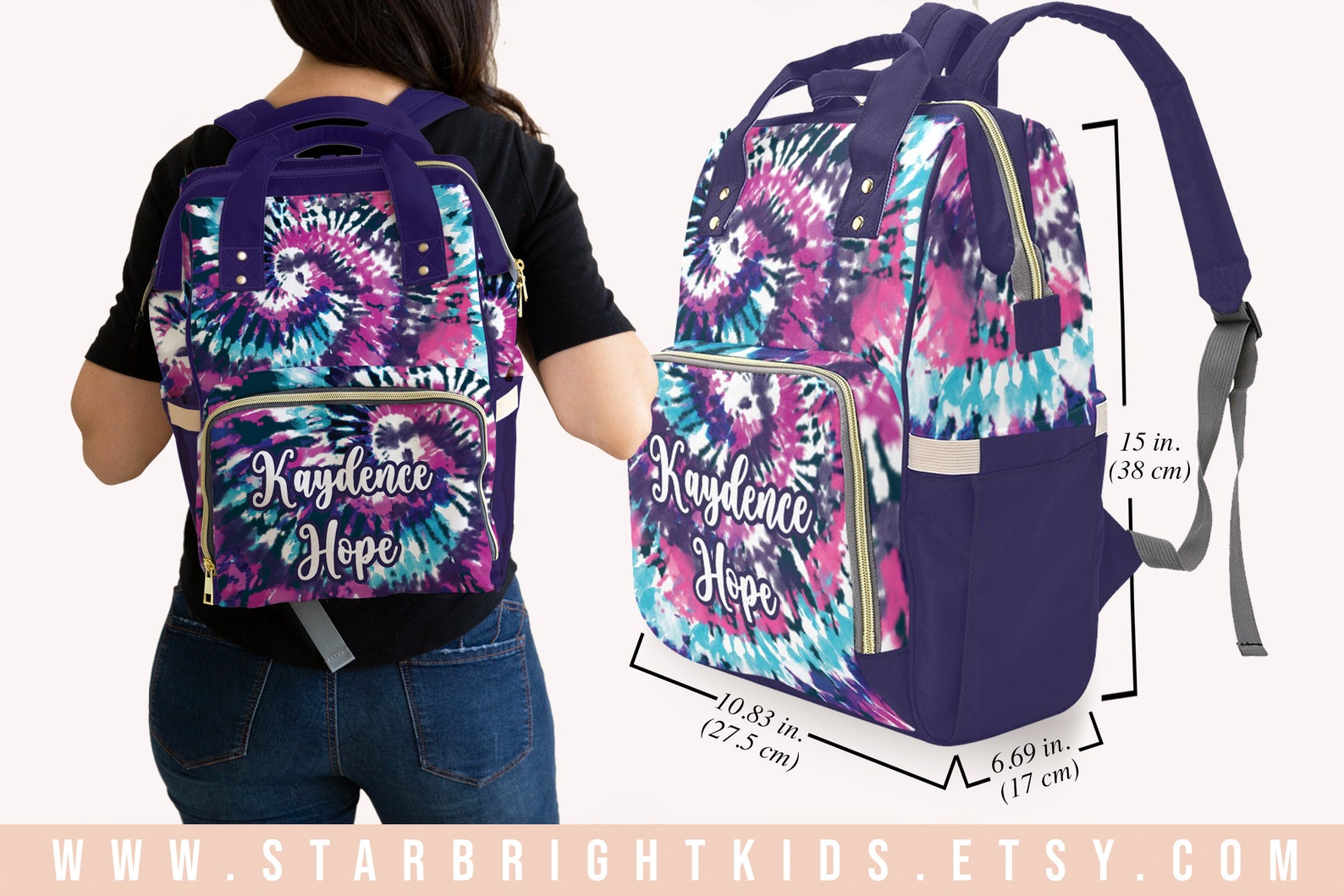 Pink Blue and Purple Tie Dye Colorful Monogram Personalized - Etsy