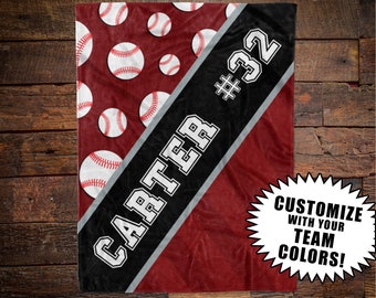 Baseball Blanket or Wall Flag Customized Team Colors, Name, & Number Baseball Player Gift End of Season Senior Gift