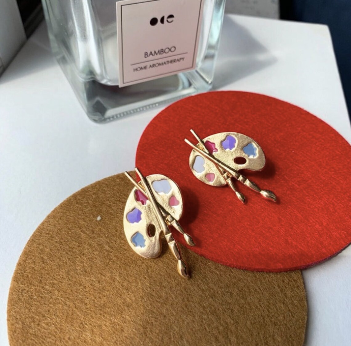 ARTIST PALETTE Earrings Stud Earrings with Paint Palette Etsy