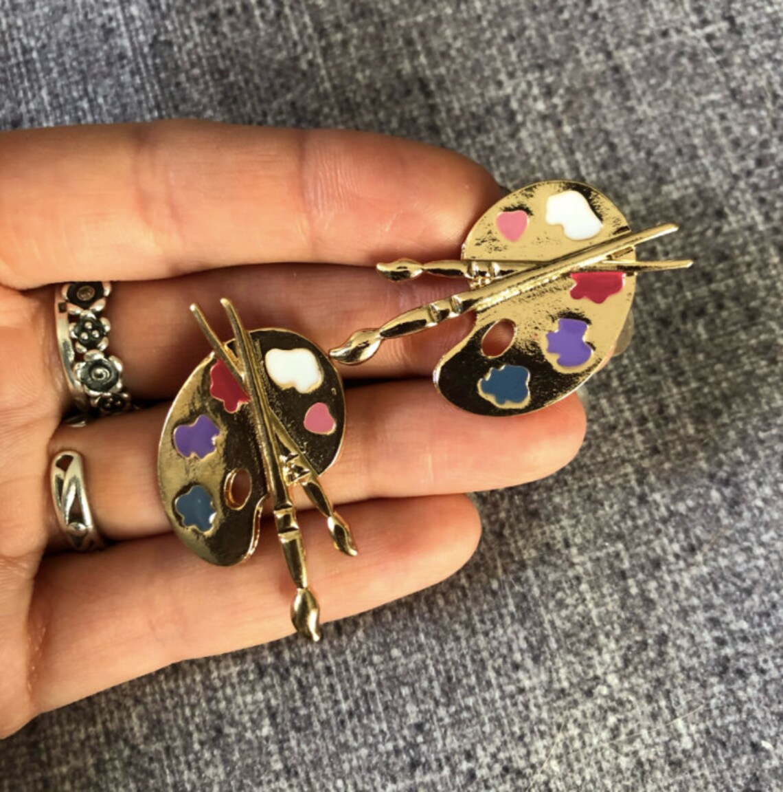 ARTIST PALETTE Earrings Stud Earrings with Paint Palette Etsy