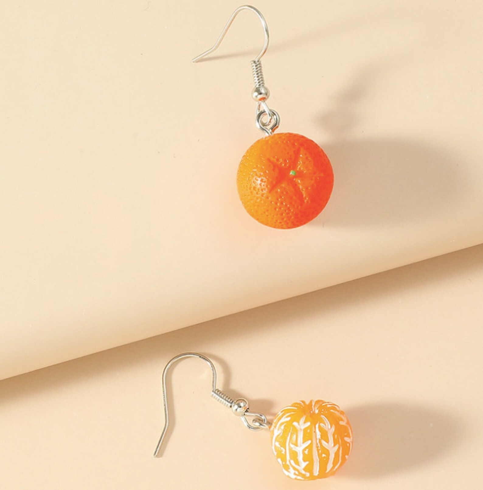 ORANGE FRUIT Earrings Mismatched Fruit Earrings Peeled Orange Etsy