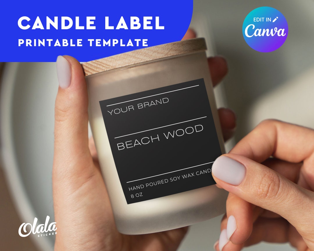 Printable Candle Labels Template Personalised Candle Label Custom ...