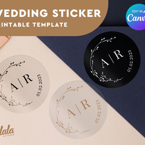 Custom Wedding Envelope Seal template | Printable Circle Sticker Label Template | Engagement |Custom |Wedding Invitation Template