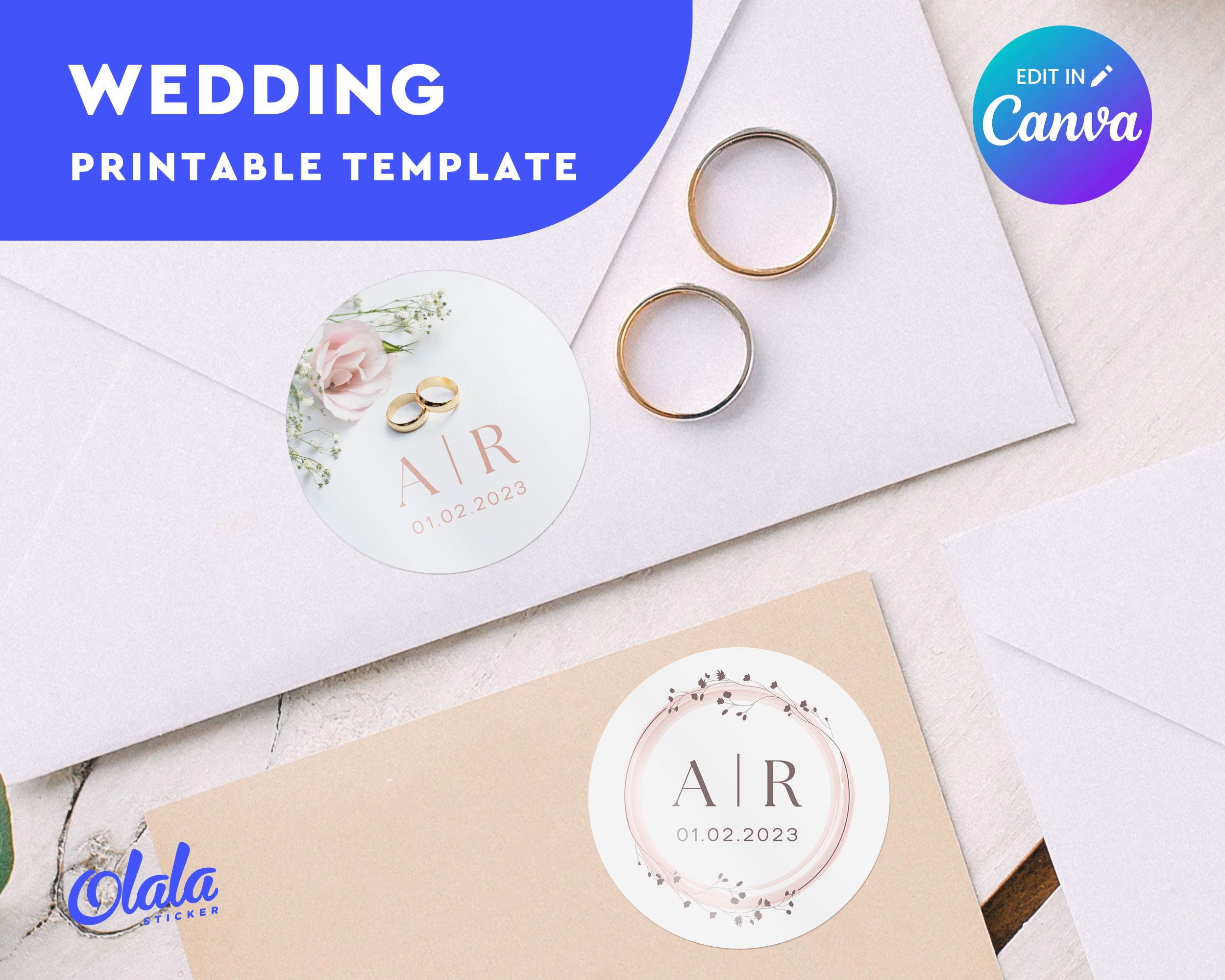 Personalized Wedding Envelope Seal Template Printable Circle Sticker Label  Template Engagement custom wedding Invitation Template 