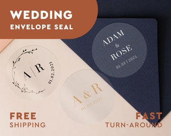 Clear round Seals Wedding invitation stickers Personalised Labels customised 100