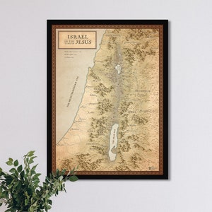 Bible Map of Israel in Jesus' time, Ancient Israel in time of Jesus, Holy Land Artwork, Biblical Map of Palestine for classroom - Deluxe