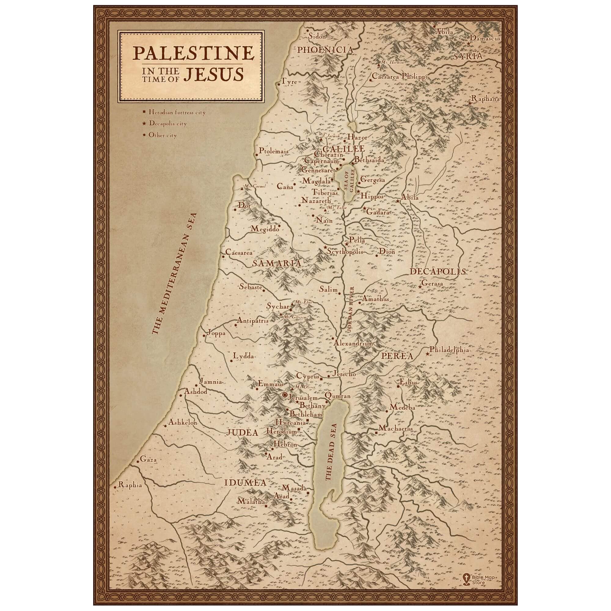 Bible Map of Palestine in Jesus' Time Ancient Israel in - Etsy