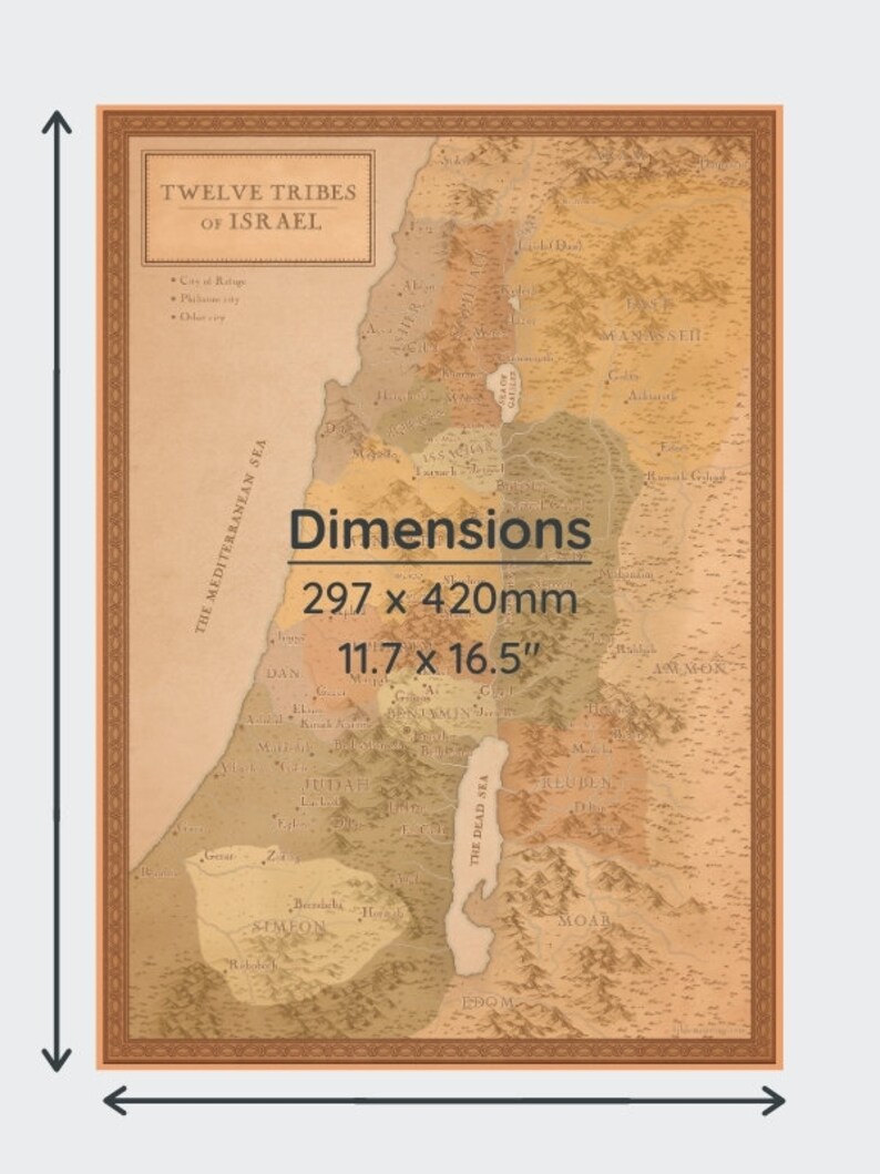 Bibel karte von Israel 12 Stämme Israels Zwölf Stämme Israel Etsy.de