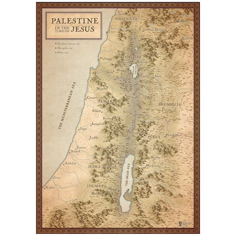 Bible Map of Palestine in Jesus' Time Ancient Israel in - Etsy