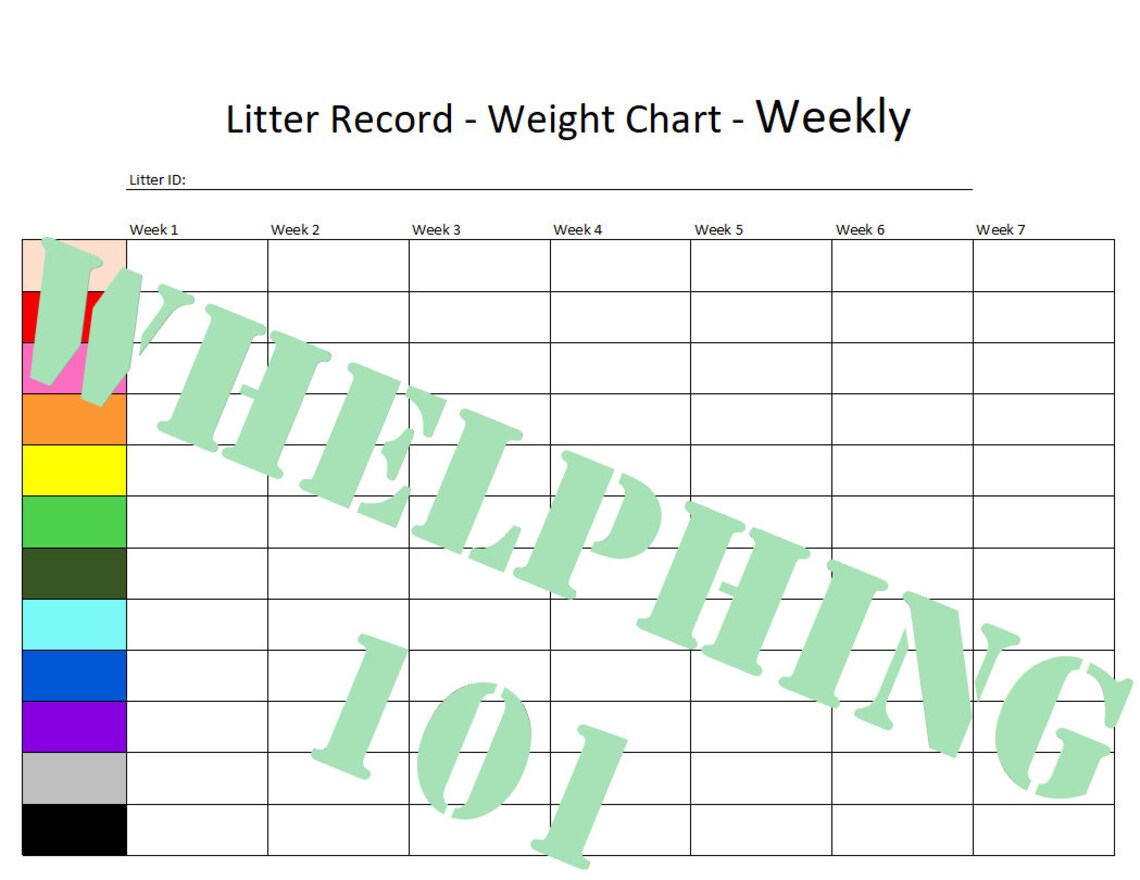 Whelping Litter Tracking Charts Only Etsy