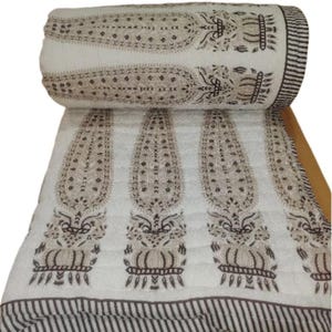 Indian Jaipuri Block Print Quilt, Floral Razai Cotton Handmade Quilt, Bedspread Comforter Anokhi bed room, Boho Bohemian, Cotton Filling