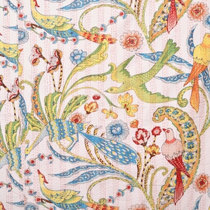Handmade Indian Kantha Quilt, Kantha Blanket, Throw, Kantha, Hand Sewn Bedspread Bedding, Throw Flower Print Single/Double Size