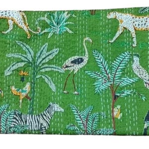 Indian Cotton Kantha Quilt Bedding Bed Cover Throw Sofa Coverlet Bedspread Queen Size Handmade Vintage Blanket