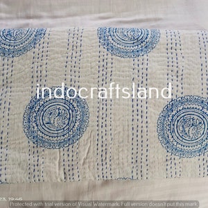 Handblock Printed Quilt Handmade kantha Quilt Indian Kantha Quilt Indian Print Summer Winter Cotton Bedspread Indian Light Weight Bedding