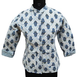 Quilted Reversible Hand block Printed Jacket Boho Jacket Indian Vintage Handmade Full Sleeve Coats, jacket For Women Floral Print