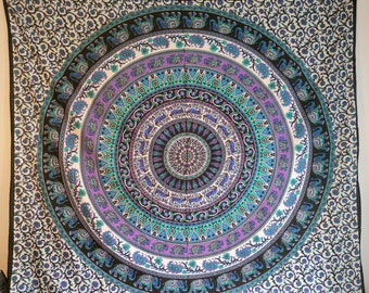Indian Mandala Wall Hanging Wall Hanging Bedspread Dorm Decor Hippie Boho Handmade Cotton Indian Art Tapestry