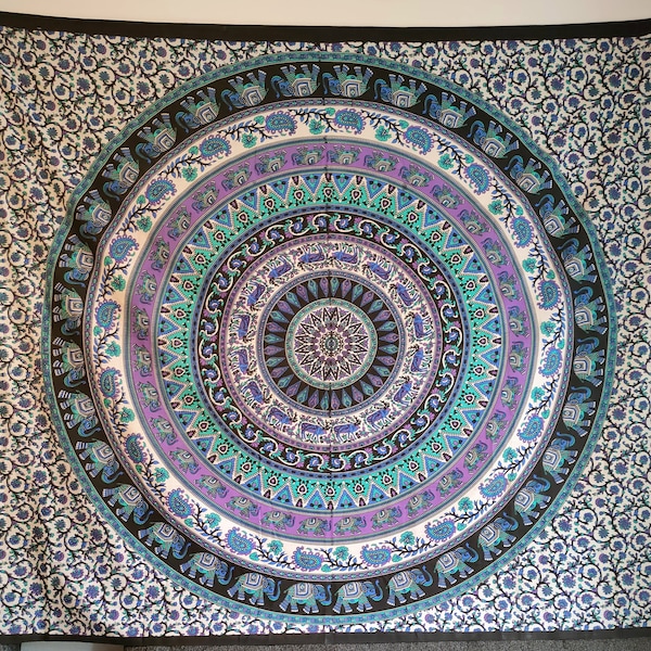 Indian Mandala Wandbehang  Wall Hanging Bedspread Dorm Decor Hippie Boho Handmade Baumwolle Indischer Kunst Wandteppich