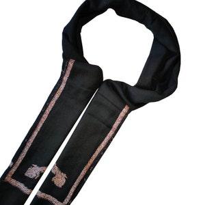 Large Hand Embroidery Kashmiri Pashmina wool Shawl, Hand woven shawl Cashmiri wolle Shawl Black stole shawls gifts her