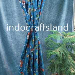 Cortina de terciopelo de algodón indio, cortina con estampado floral, cortina bohemia, cortinas de lujo, regalo de inauguración de la casa, decoración colorida hecha a mano