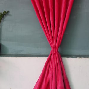 Indian Cotton Velvet Curtain, Bird Print Curtain, Boho Curtain, Luxury Drapes, Housewarming Gift Colorful Decor Velvet Plain pink
