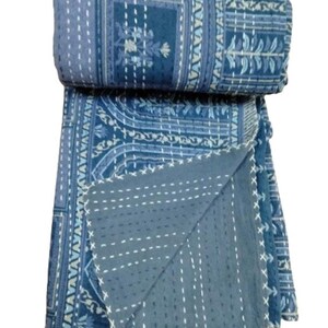Indian Kantha Quilt Handmade Kantha Bedcover Indian Kantha Bedspread Throw Cotton Blanket Gudari Kantha Indian Quilt King Size